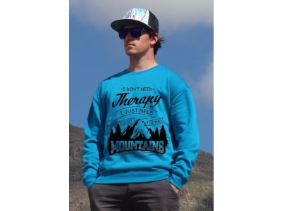 mikina Mountains therapy unisex blue hoodie