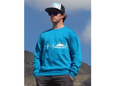 mikina Mountain is my heartbeat unisex blue hoodie