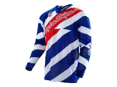 Troy Lee Designs dres SE Caution Flo MX blue-white L